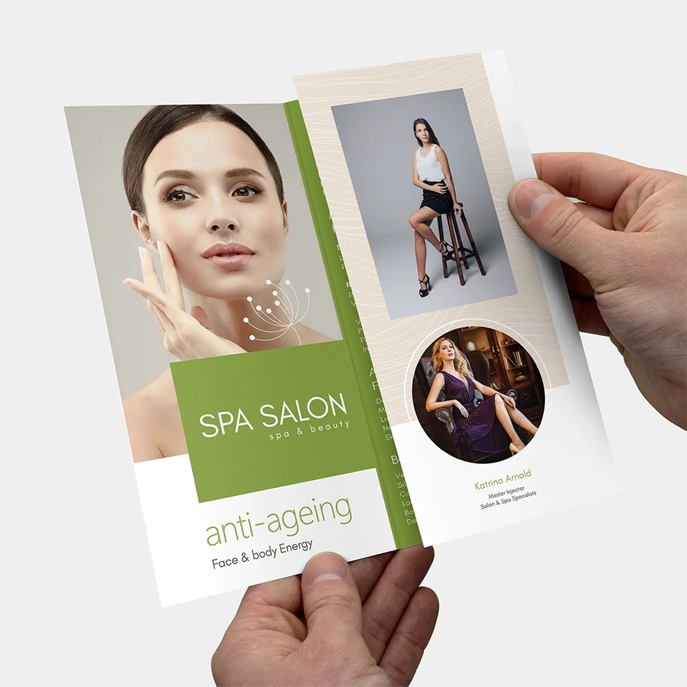Thumbnail 3: Mockup of salon brochure open